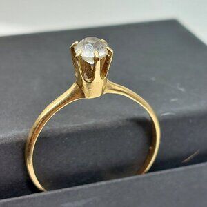 14K Gold Solitaire White Topaz Engagement Ring With 6 Prong Setting